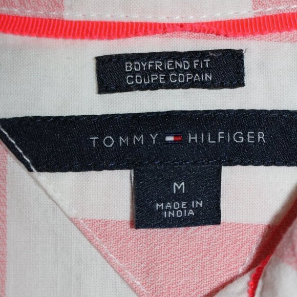 TOMMY HILFIGER Boyfriend Pink White Shirt Medium Tunic - Picture 4 of 5